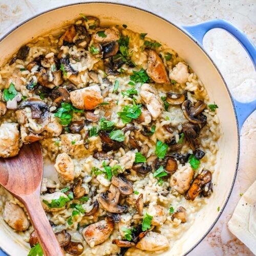 Risotto met kip en champignons